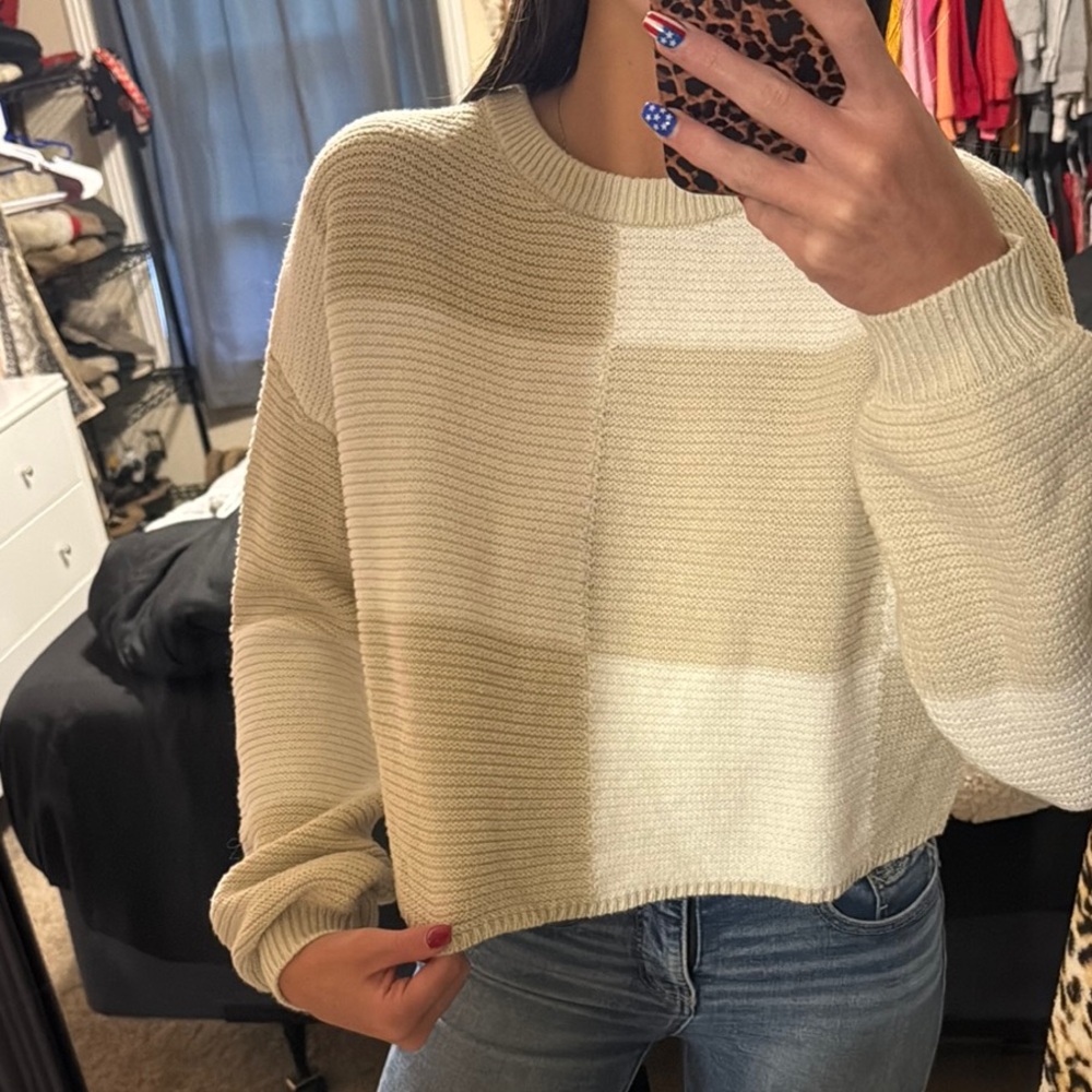 moon & madison Cream Crew Neck Sweater Chunky Knit